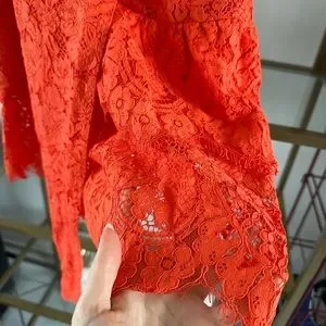 Ganni jerome lace red top